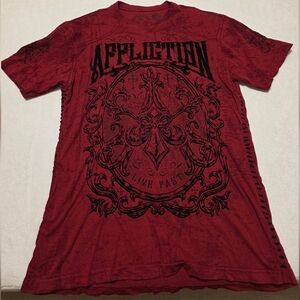 Affliction Red Short Sleeve Tee with Bold Design